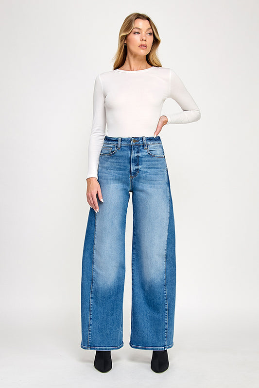HIGH RISE WIDE LEG JEANS IN MEDIUM - Wholesale casual from Sneak Peek Denim, United States