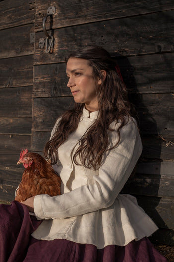 Painters – Tailored Twill Linen Mandarin Collar Jacket - Wholesale boho from Son de Flor, Lithuania