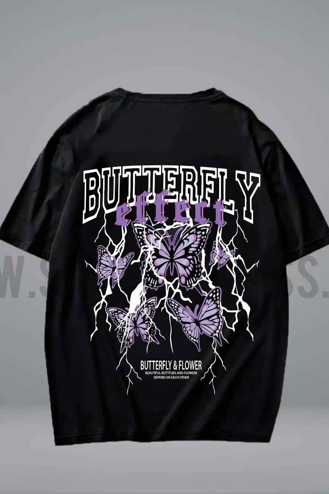 Butterfly& Flowers Creative Oversized Tshirt - Wholesale budget from SS Garments, Pakistan