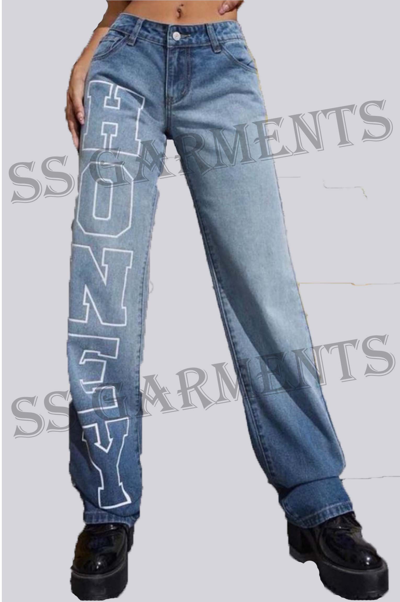 Honey Printed Denim Jeans with Cotton and Nylon Soft Fabric - Wholesale budget from SS Garments, Pakistan