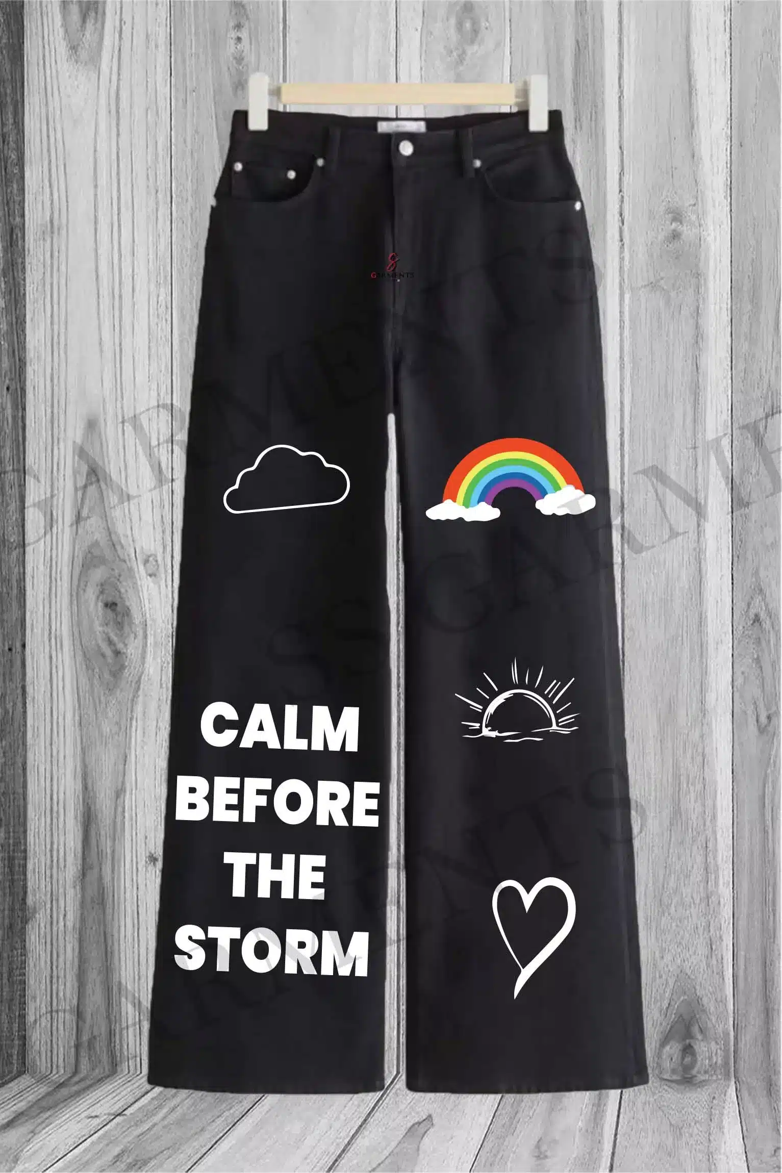 wide leg Storm printed denim jeans - Wholesale budget from SS Garments, Pakistan
