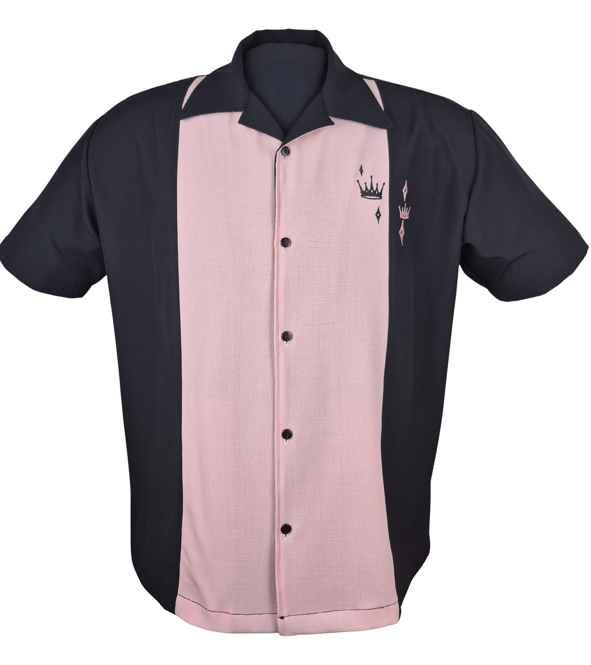 Contrast Crown Bowling Shirt in Black & Pink - Wholesale accessories from Steady Clothing, United States