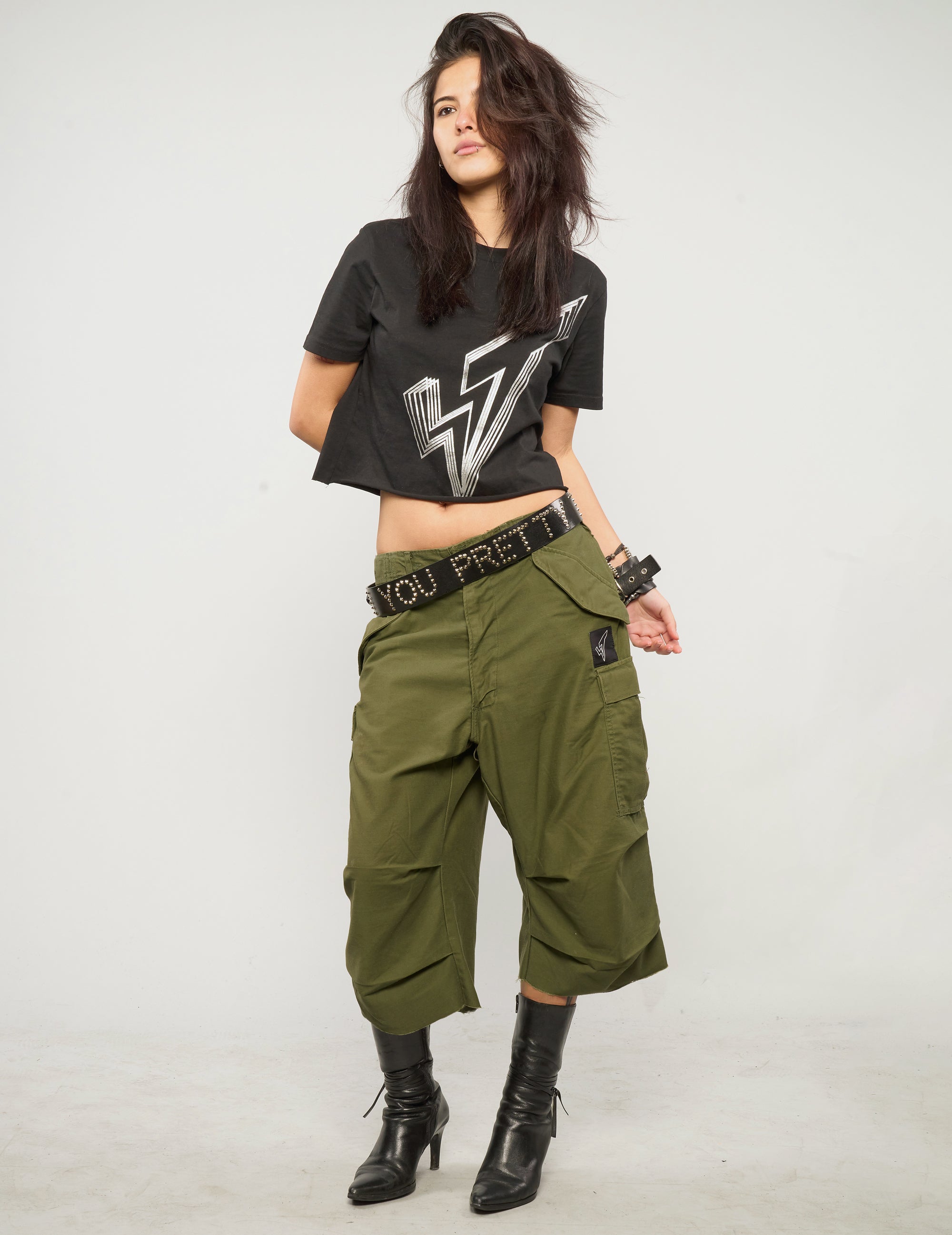 M65 Cropped Cargo Pants in Khaki - Wholesale designer from Stuart Trevor, United Kingdom