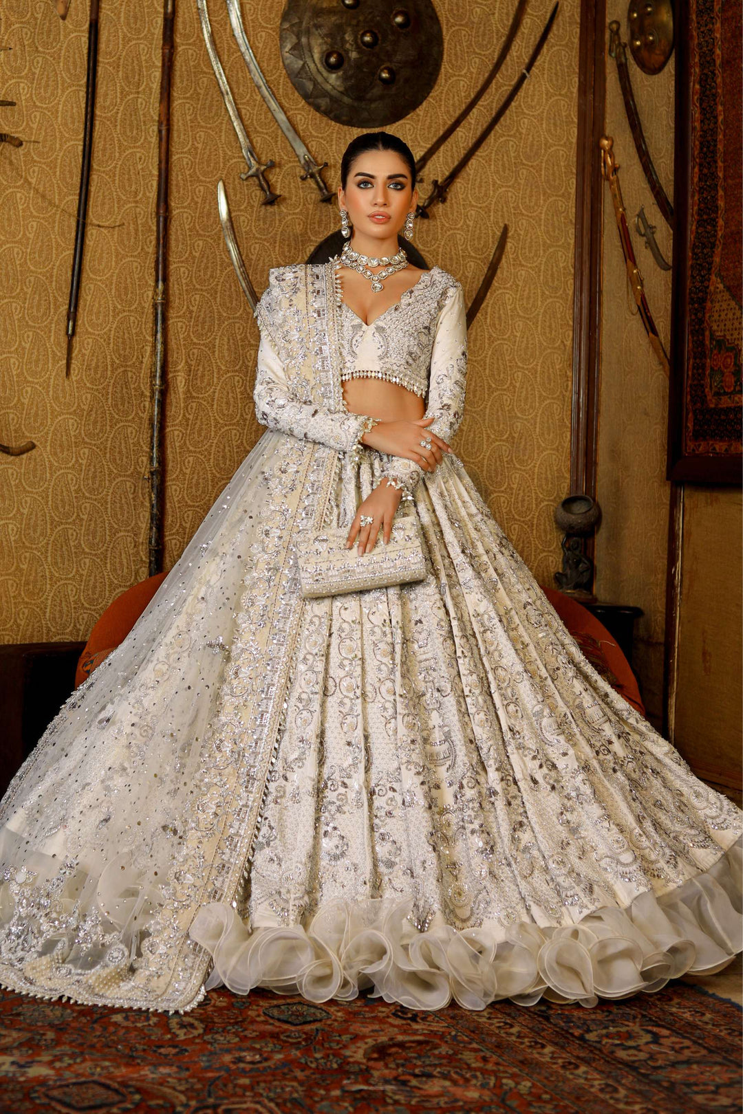 Arif Ashraf - Bakhtawar - Off white - Raw Silk and Net - 3 Piece - Wholesale boho from Studio by TCS, United States