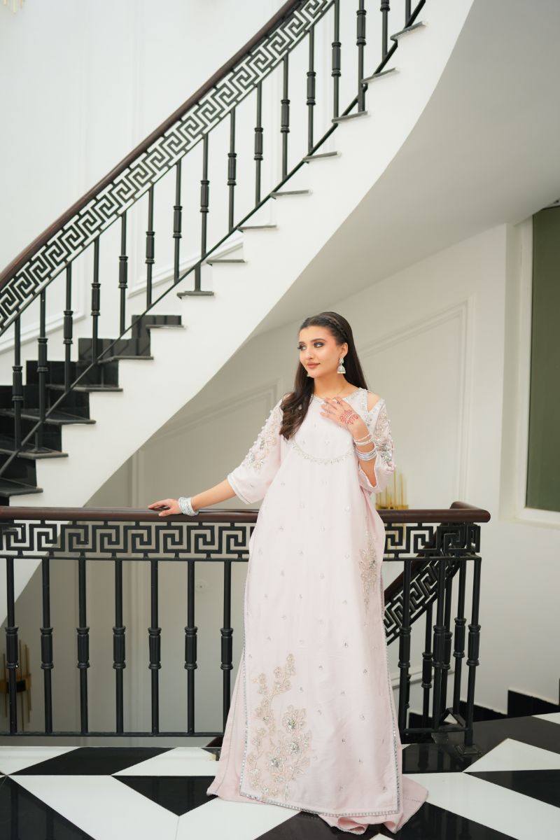 Fozia Khalid - ZIMAL - Kaftan - Silk - Nude pink - 2 Piece - Wholesale boho from Studio by TCS, United States