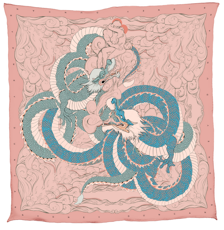 Mauve Pink Scarf with Dragons - Wholesale boho from Sydney Duncan, Italy