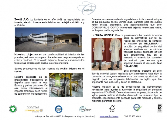 Batas de protección en fabricación - Wholesale mens from Textil A. Ortiz, S.A.U., Spain