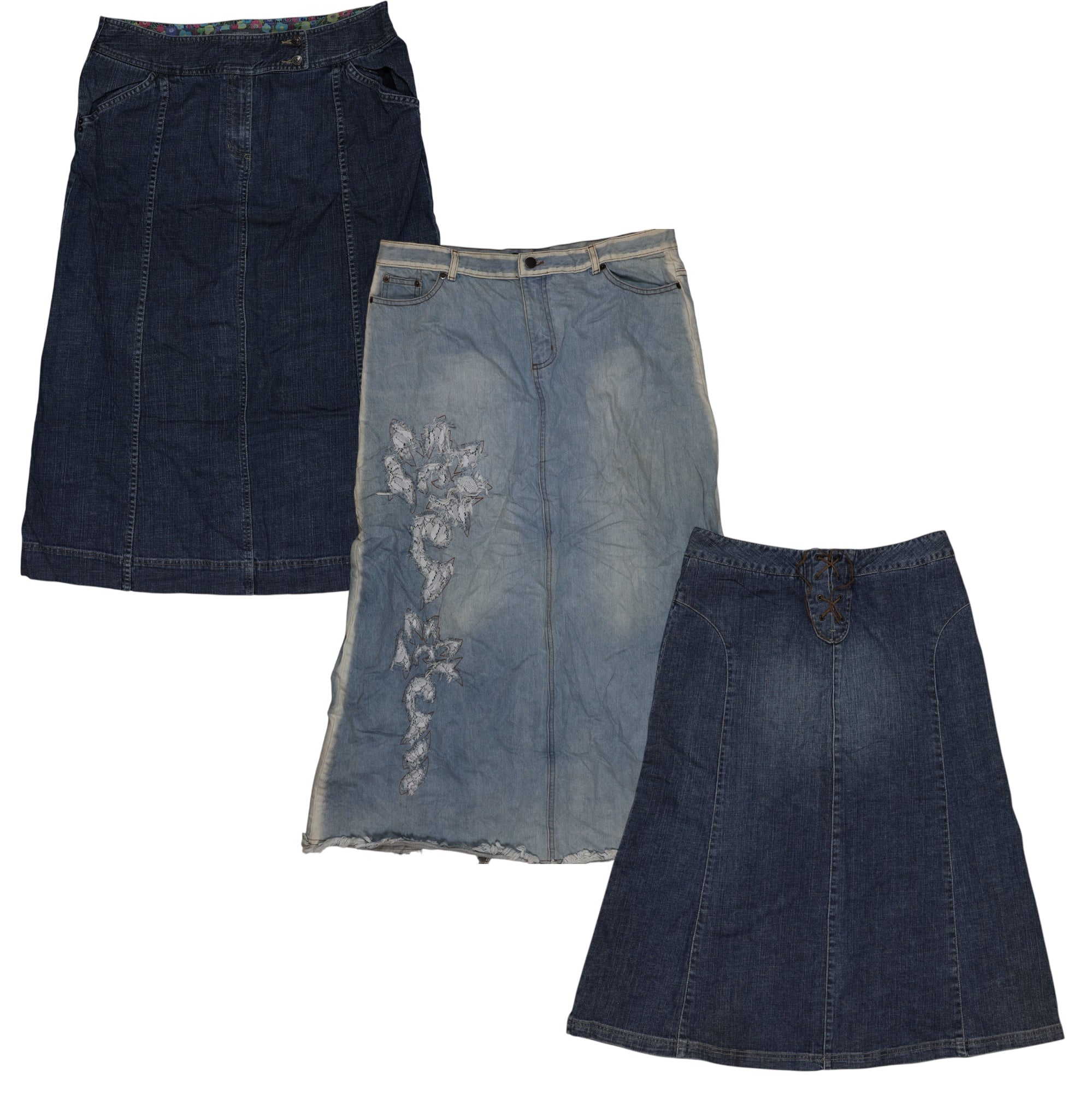 30x Y2K LONG DENIM SKIRTS - Wholesale boho from The Hub Vintage Wholesale Limited, United Kingdom
