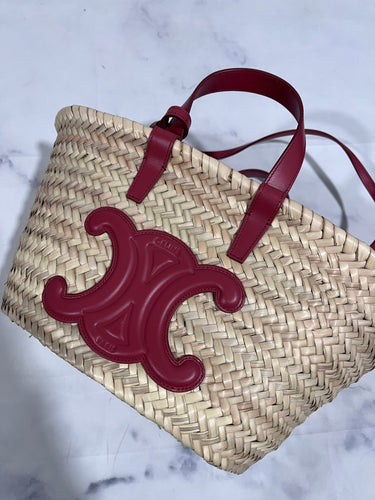 Celine Small Leather-Trimmed Palm Leaves Lipstick Tote - Wholesale designer from The Millionaires Closet, United States