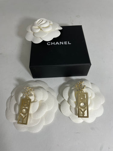 Chanel 22 CC Gold Tone Boy Earrings - Wholesale designer from The Millionaires Closet, United States