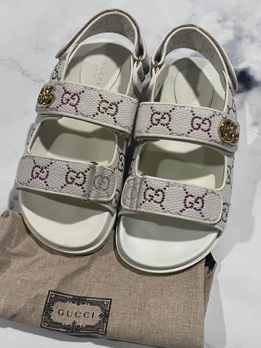 GG Crystal Embossed Canvas Dad Sandals - Wholesale designer from The Millionaires Closet, United States