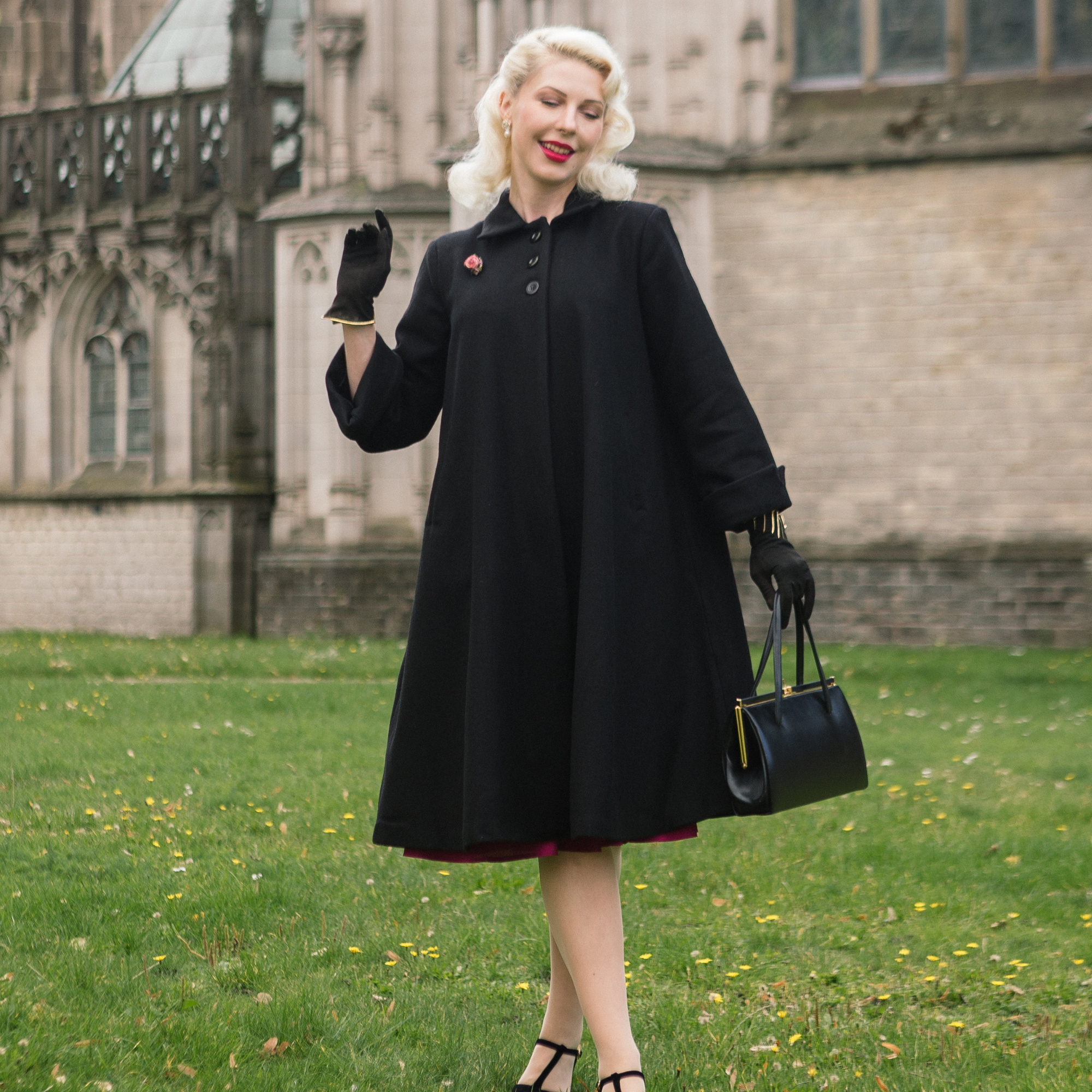 43" Swing Coat in Black - Wholesale accessories from The Seamstress of Bloomsbury, United Kingdom