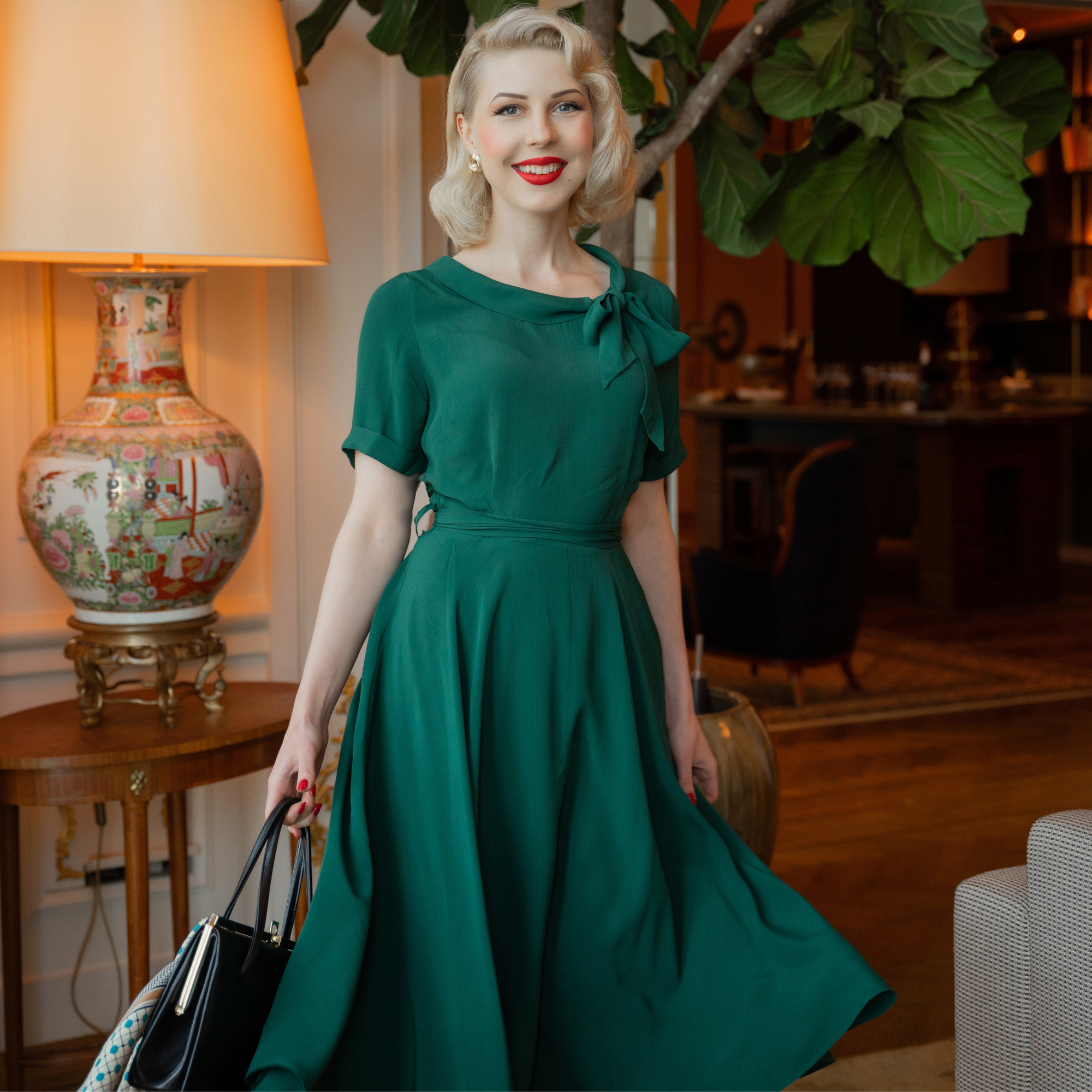 Cindy Dress in Hampton Green - Wholesale boho from The Seamstress of Bloomsbury, United Kingdom