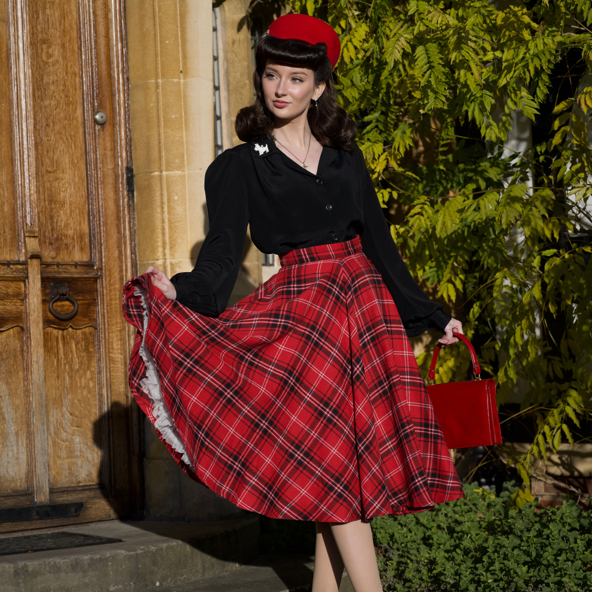 Isabelle Skirt in Red Check - Wholesale accessories from The Seamstress of Bloomsbury, United Kingdom