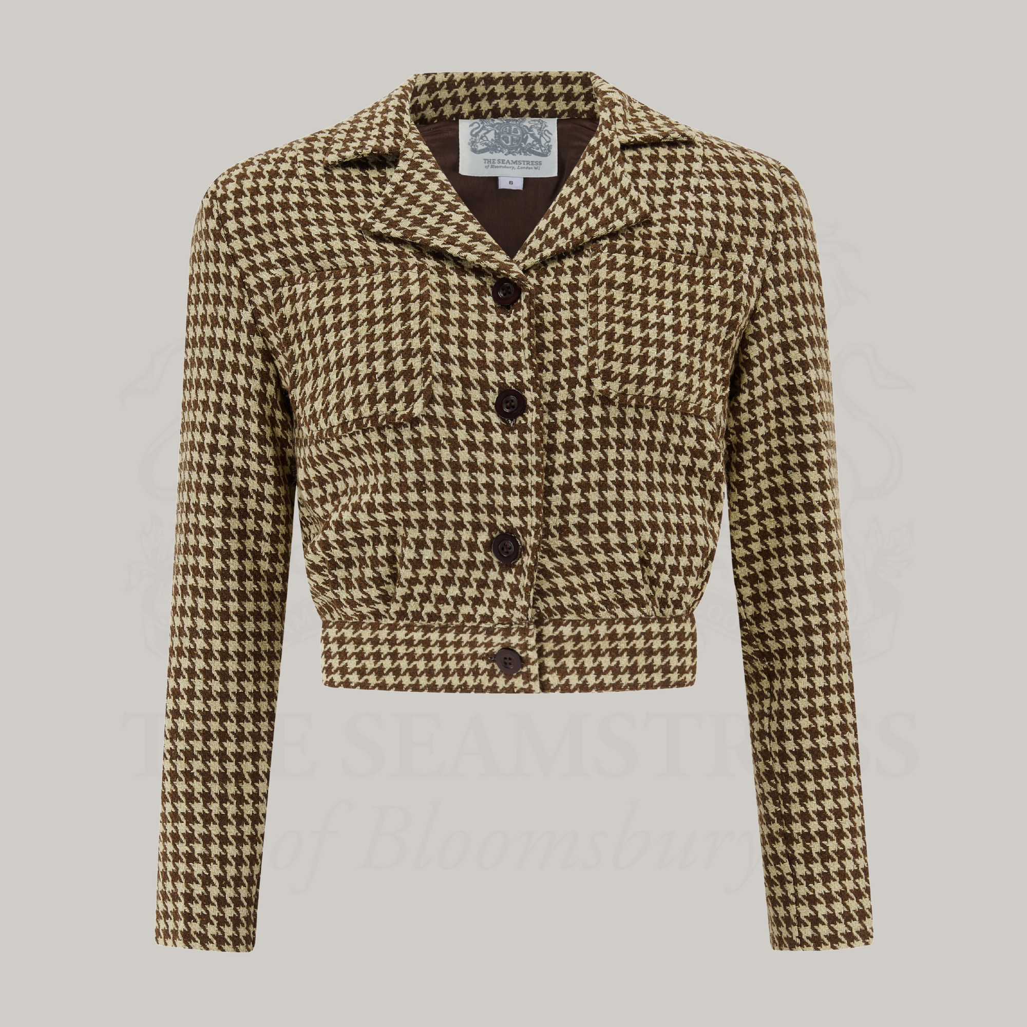 Utility Jacket in Brown Houndstooth - Wholesale accessories from The Seamstress of Bloomsbury, United Kingdom