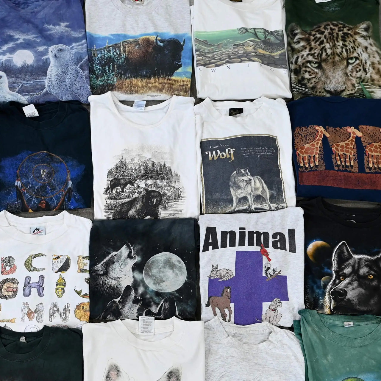 Wholesale Animal Graphic T-Shirts (10 Pieces) - Wholesale denim from Thrift Vintage Fashion, United States