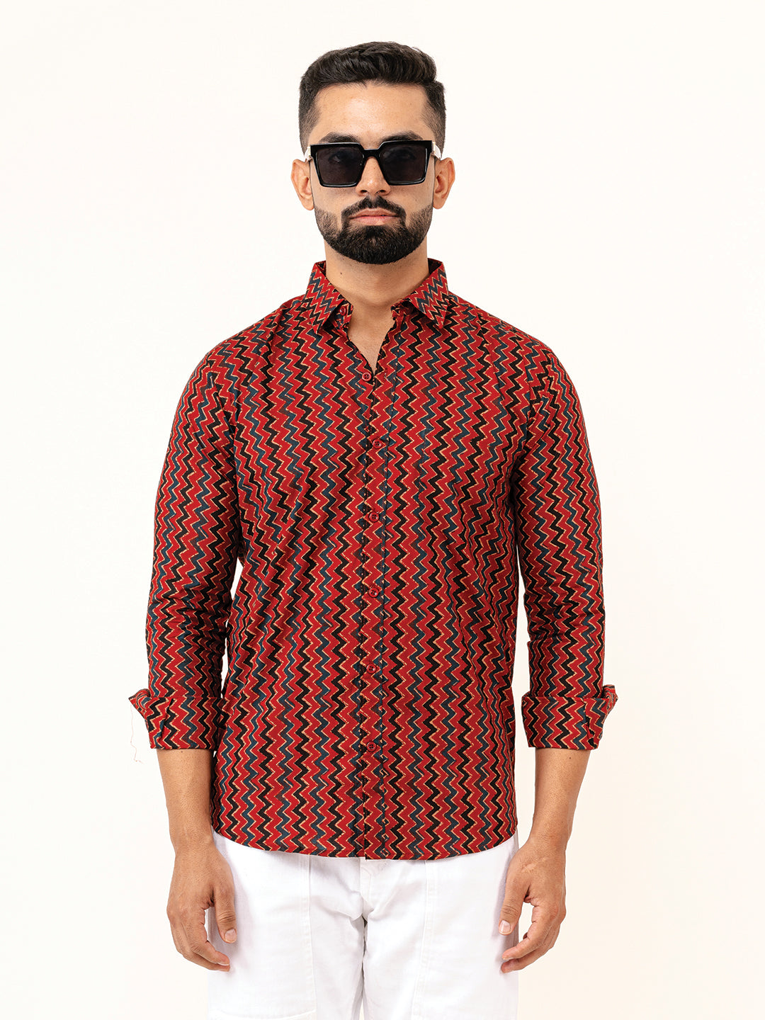 Chevron Jaipuri Printed Cotton Shirt - Wholesale budget from Tistabene, India
