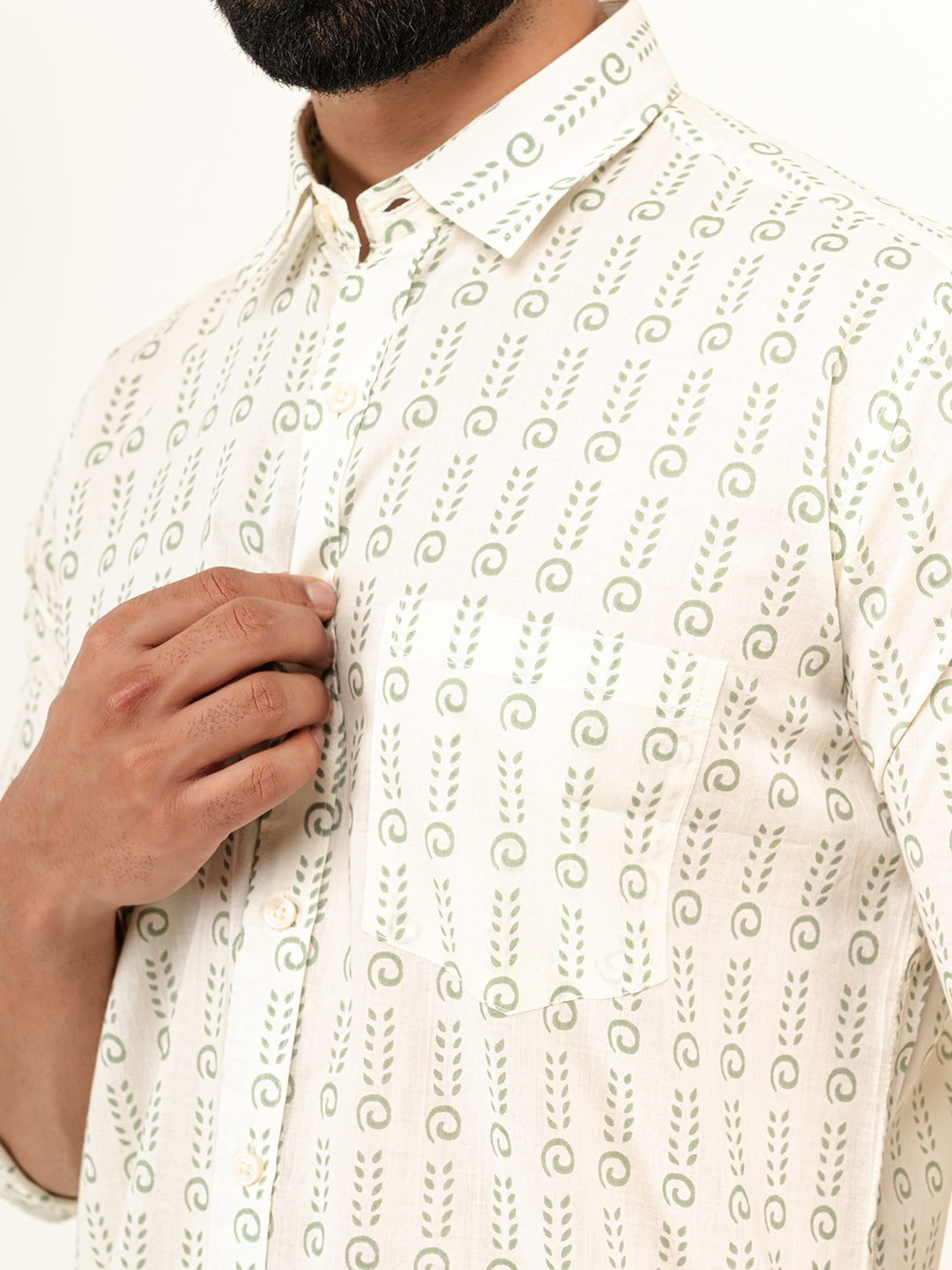 White Jaipuri Cotton Printed Shirt For Men - Wholesale budget from Tistabene, India