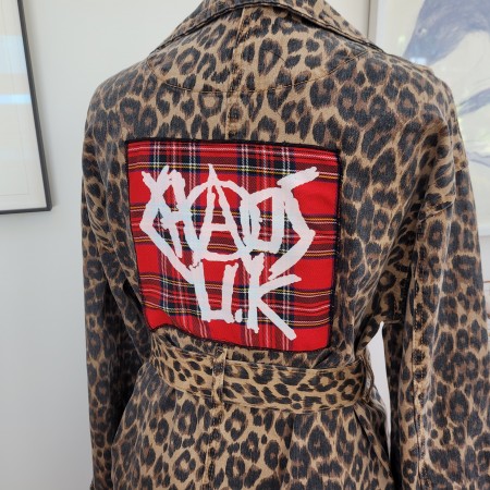 Denim Leopard Trench Coat Size 12 - Wholesale boho from Trash Chic, United Kingdom