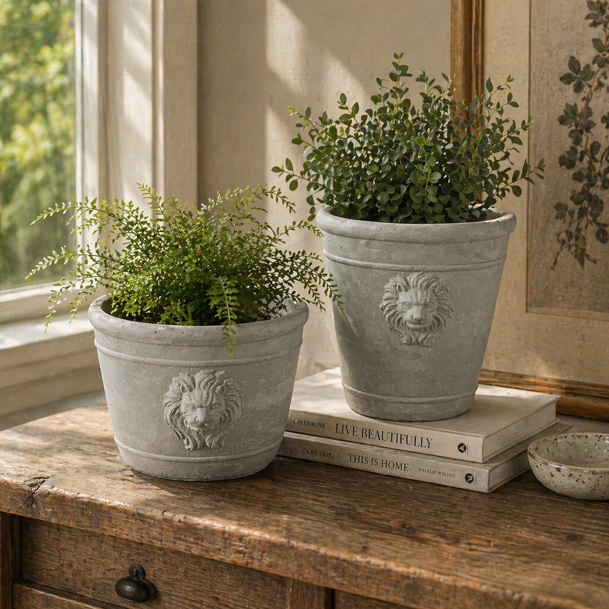 Cast Cement Lion Head Planter - Wholesale boho from Vagabond Vintage, United States