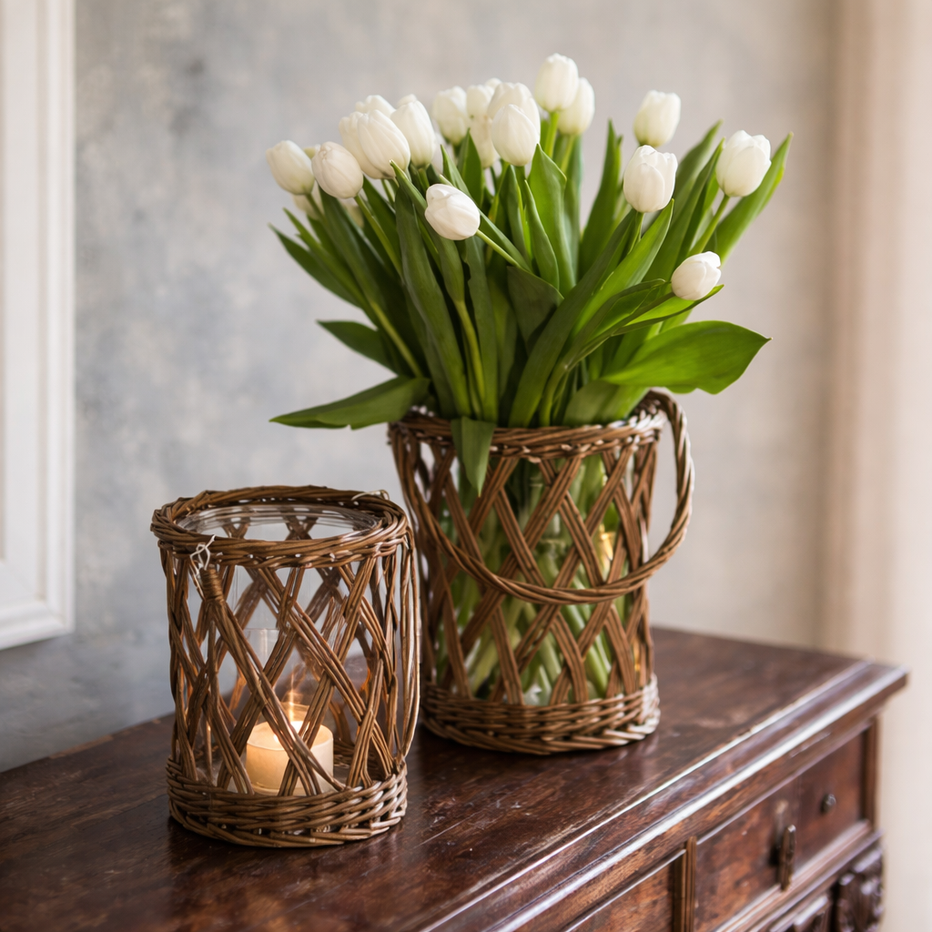 Classic Glass and Wicker Vase - Wholesale boho from Vagabond Vintage, United States