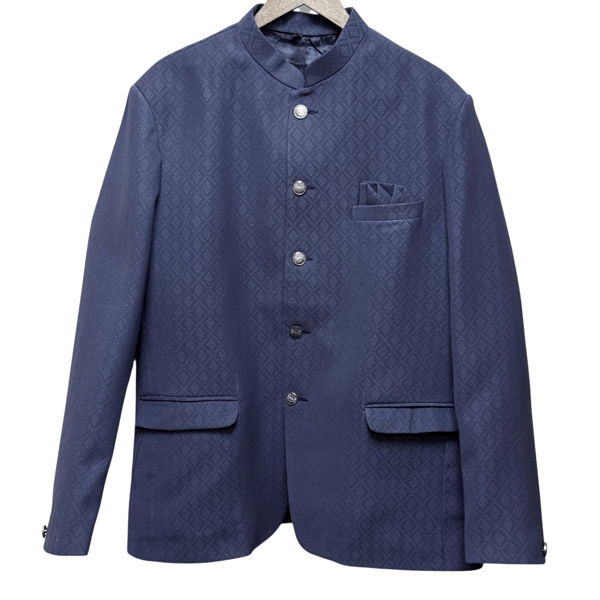 Muted Periwinkle Jacquard Jodhpuri Jacket - Wholesale accessories from Vintage India NYC, United States