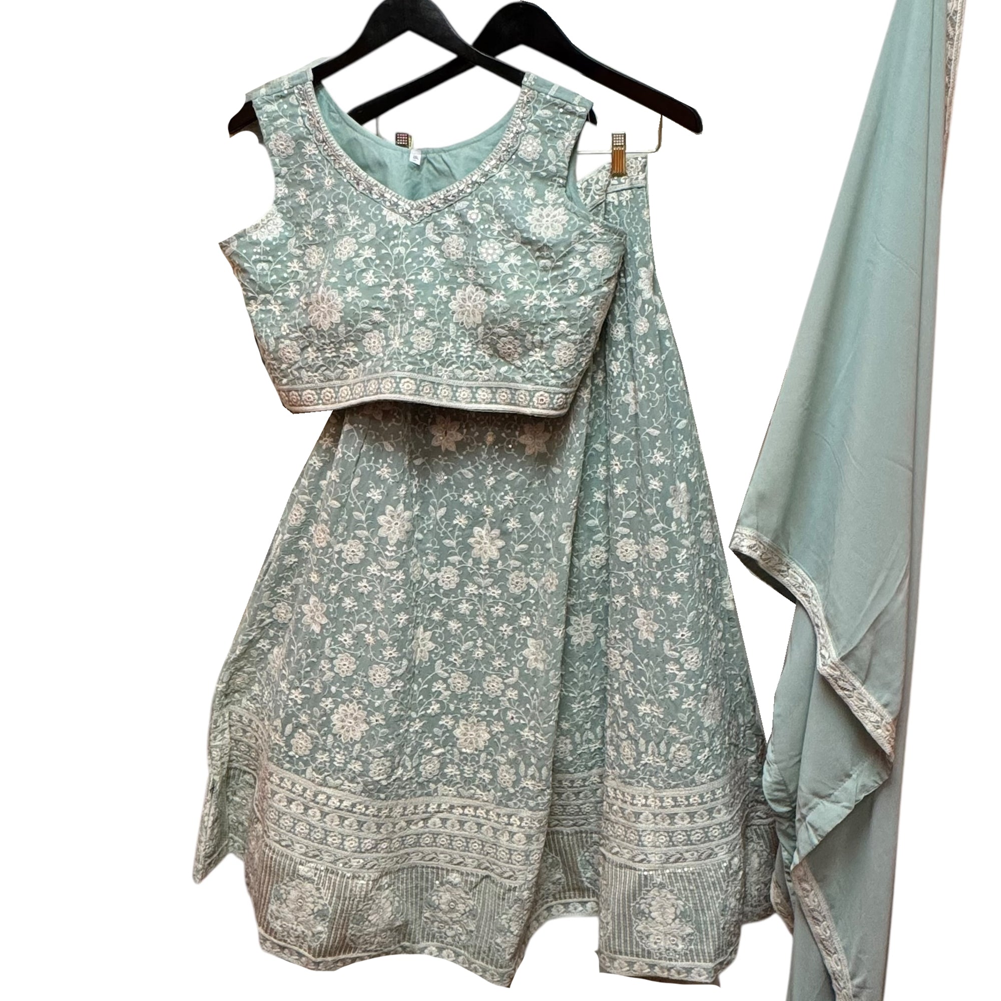 Pastel Embroidered Floral Lehengas-3 Colors - Wholesale accessories from Vintage India NYC, United States