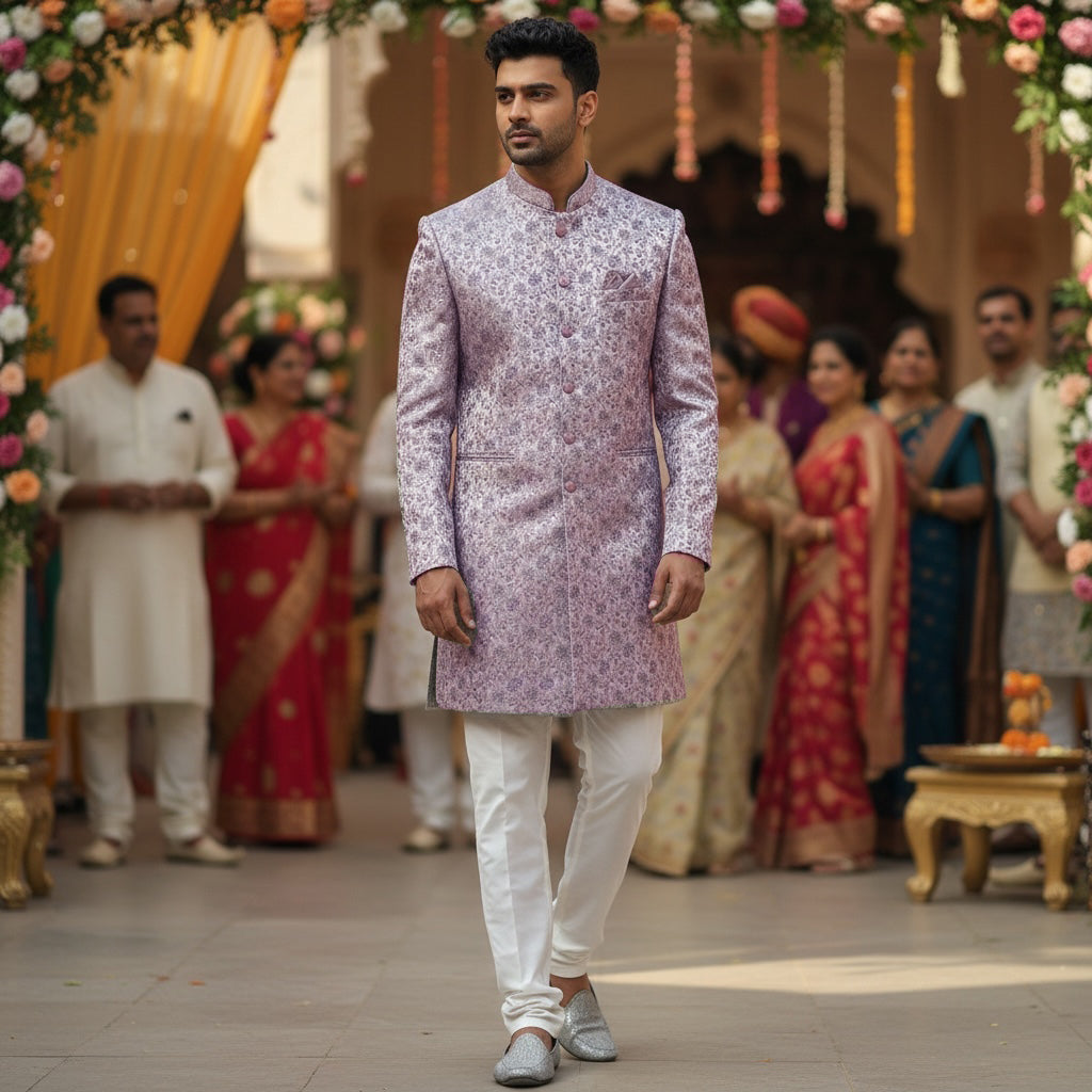 Pastel Floral Sherwani-Colors - Wholesale accessories from Vintage India NYC, United States