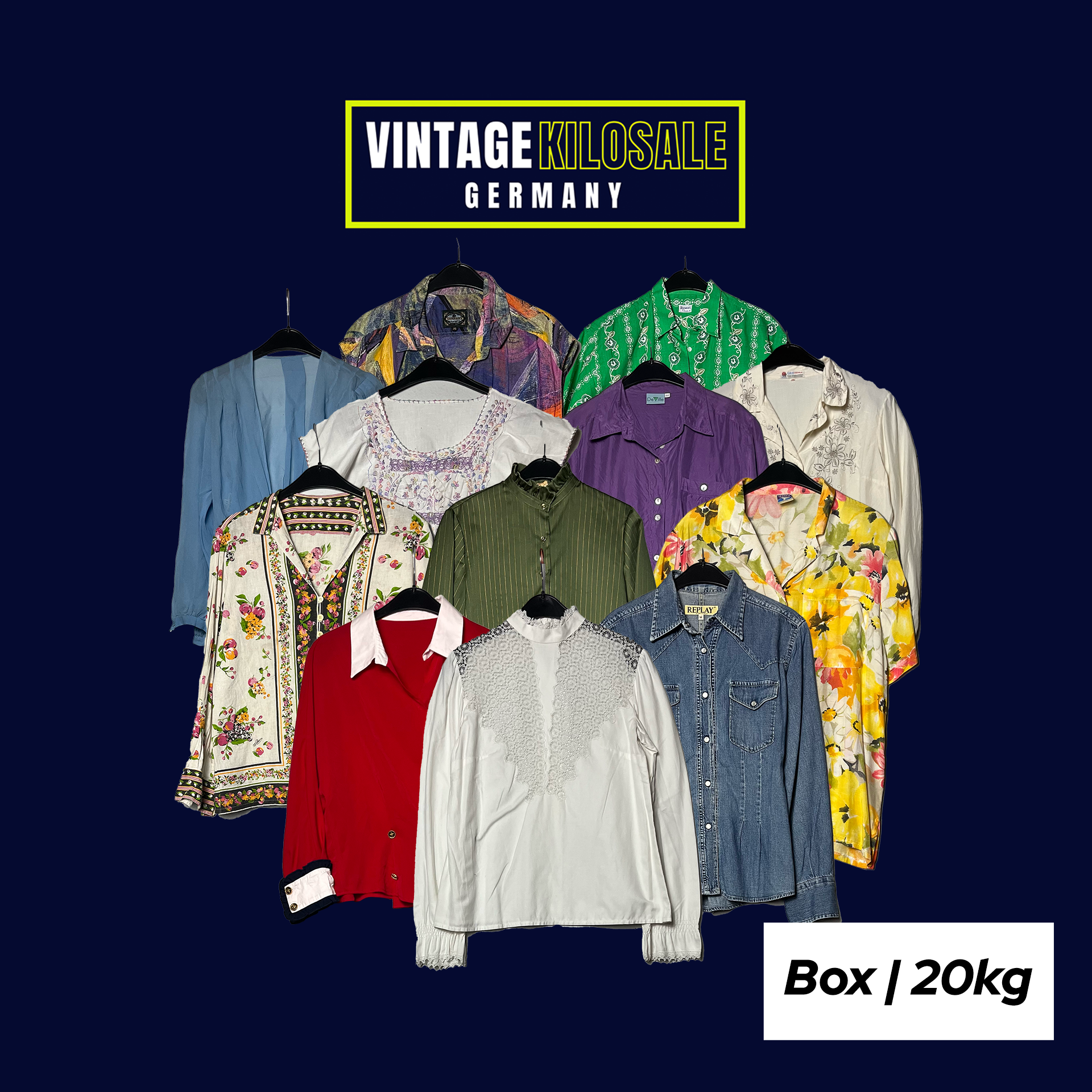 Ready-Made Feminine Vintage Blouses Mix | 20kg - Wholesale eco-friendly from Vintage Kilosale Germany, Germany