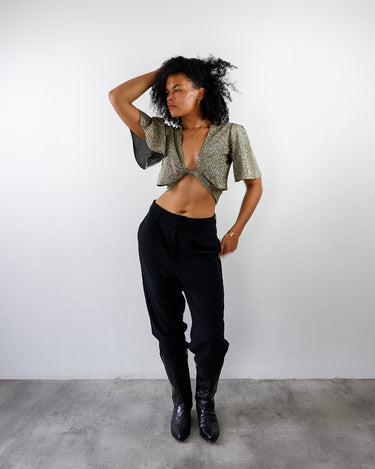 Handmade golden wrap crop top | S-L - Wholesale 80s from Vinti Vintage, Germany