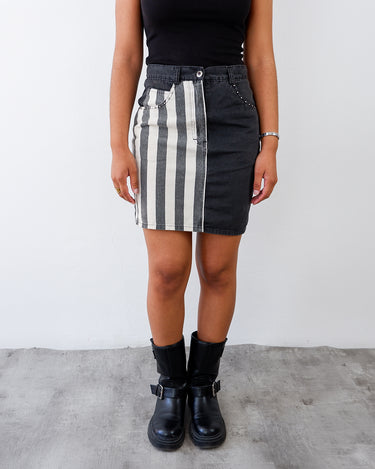 Vintage 90s dark grey striped mini skirt | S - Wholesale 80s from Vinti Vintage, Germany