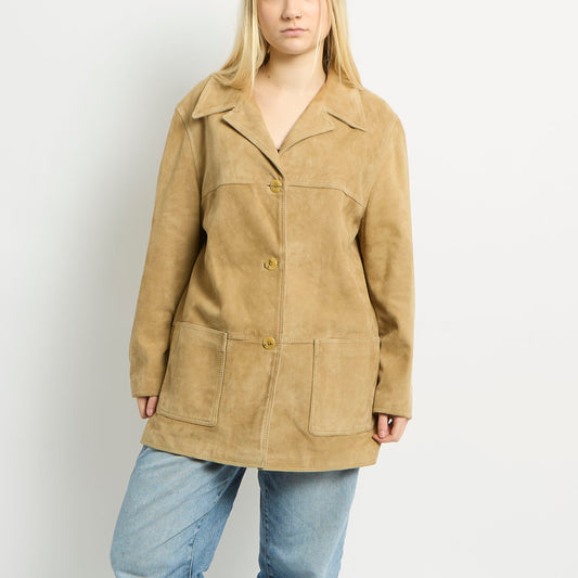 Suede Blazer Style Jacket With Pockets - UK 12 - Wholesale boho from we are. preloved fashion, United Kingdom