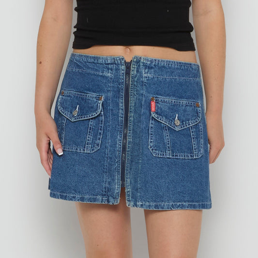 Zip Front Denim Short Skirt - UK 12 - Wholesale boho from we are. preloved fashion, United Kingdom