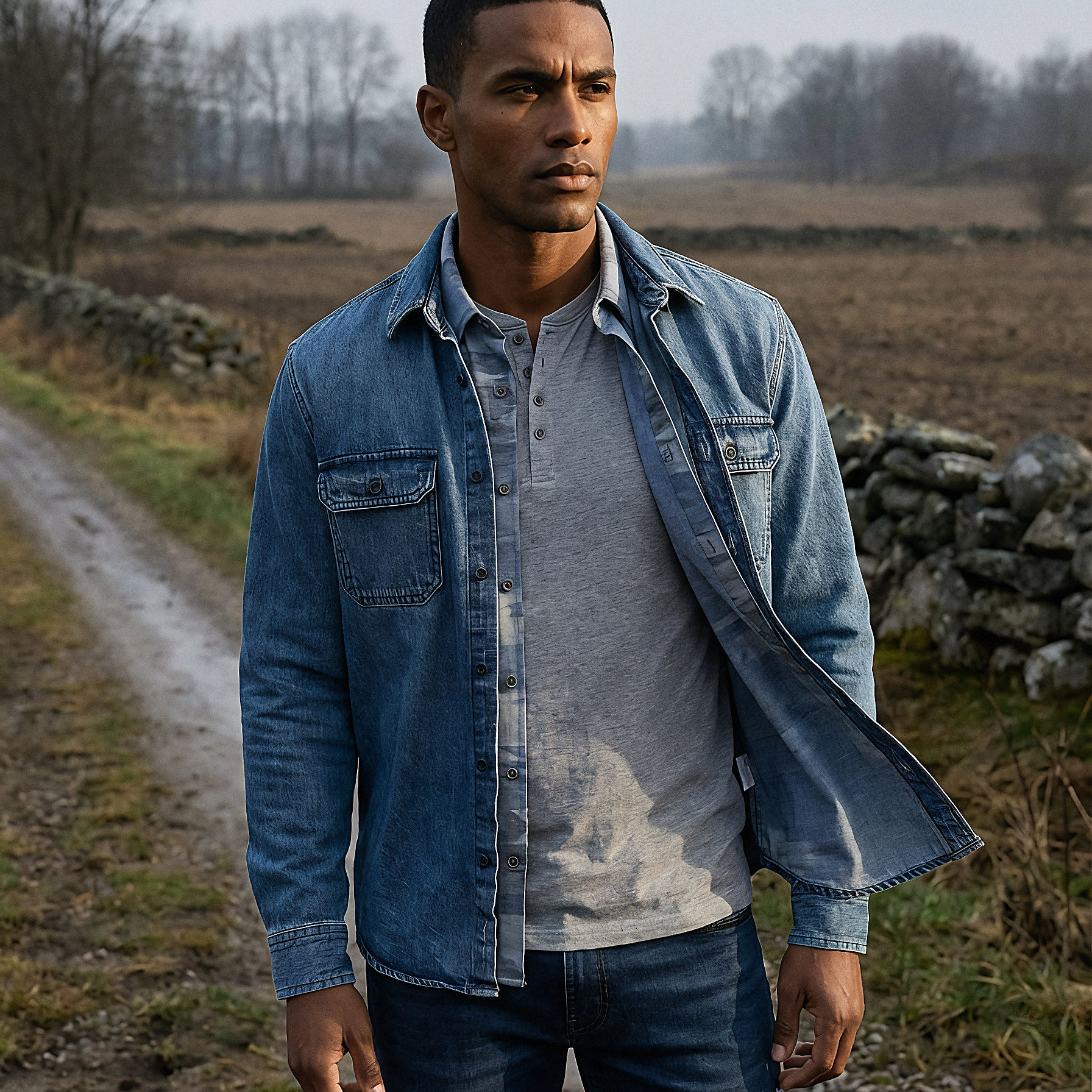 Denim Shirt in Acid Blue - Wholesale casual from Weatherproof Vintage, United States