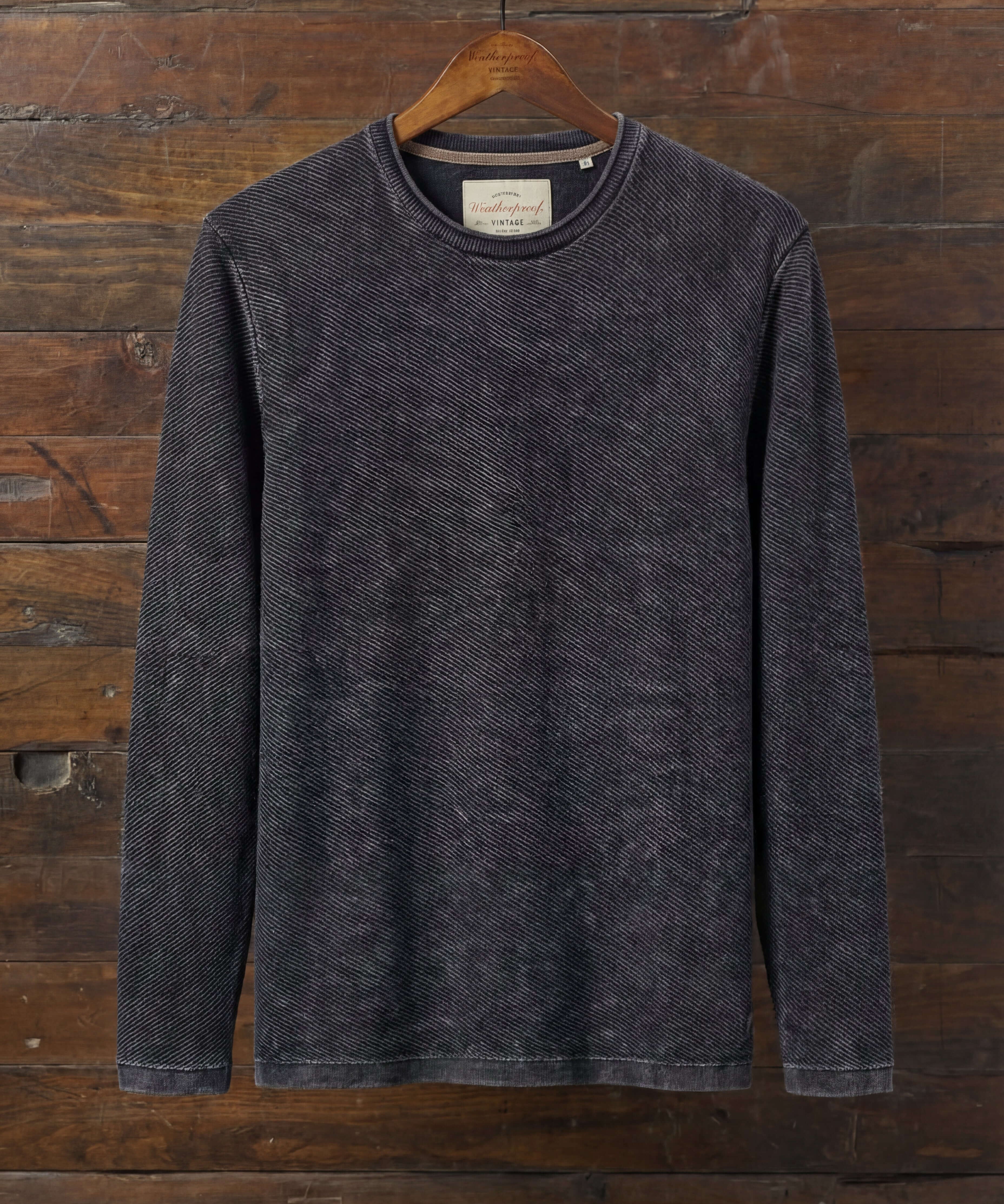 Twill Stonewash Sweater in Jet Black - Wholesale casual from Weatherproof Vintage, United States