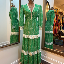 Vtg Women's 70s Green Sheer Maxi Prairie Dress 1 - Wholesale accessories from Westdale Vintage, United States